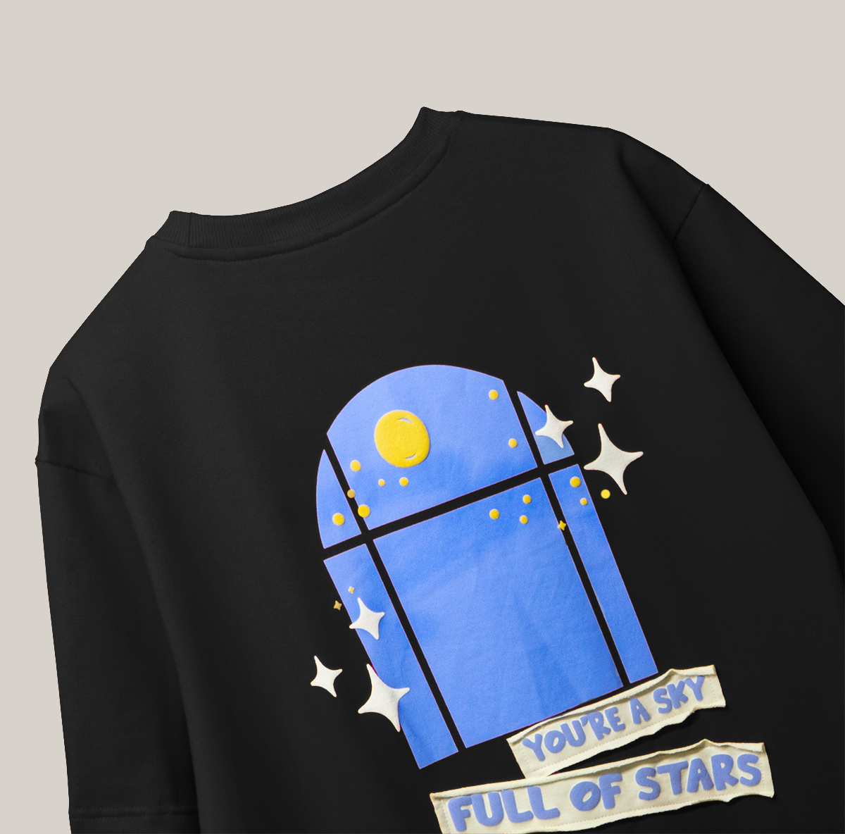 Sky full of Stars Black Oversized T-Shirt